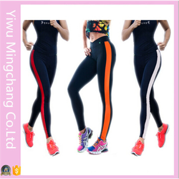 Venta caliente deportes rayados costura lateral color yoga pantalones de algodón